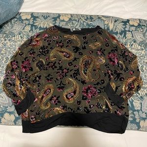 Velour patterned pullover top